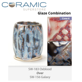 Oxblood SW183 over Galaxy SW156 Stoneware Combination Oxblood SW183 over Galaxy SW156 Stoneware Combination